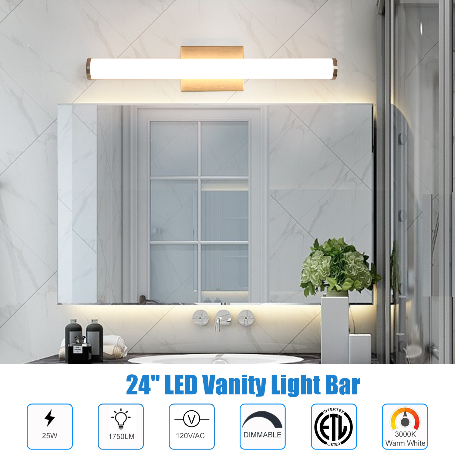Bathroom Lighting Contractor Select 24-in 1 -Light Brushed Nickel Integrated LED Modern/contemporary Vanity light bar