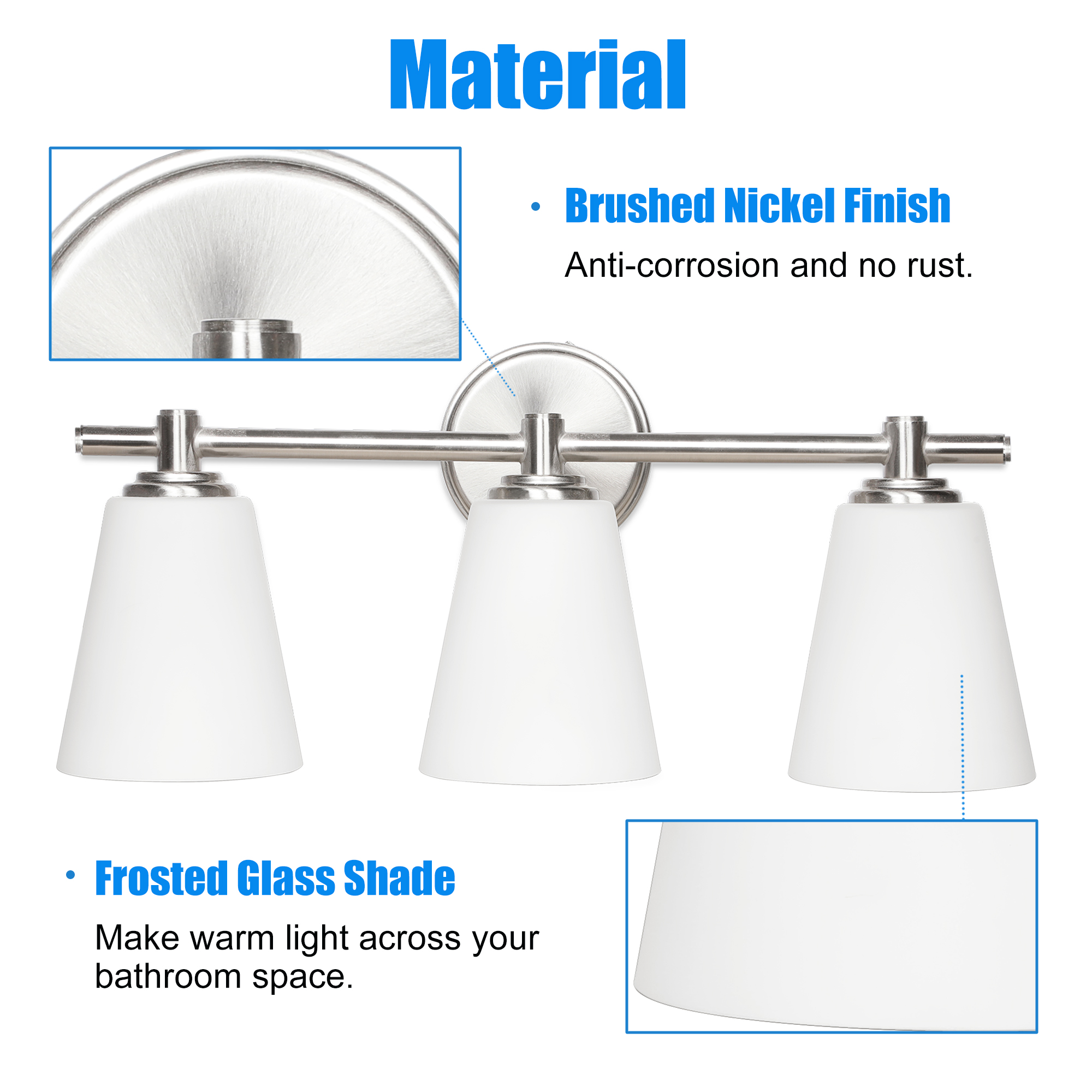 VT332000-BN - Vanity Lights For Bathroom 20.25-in 3 -Light Brushed Nickel Modern/contemporary Vanity light