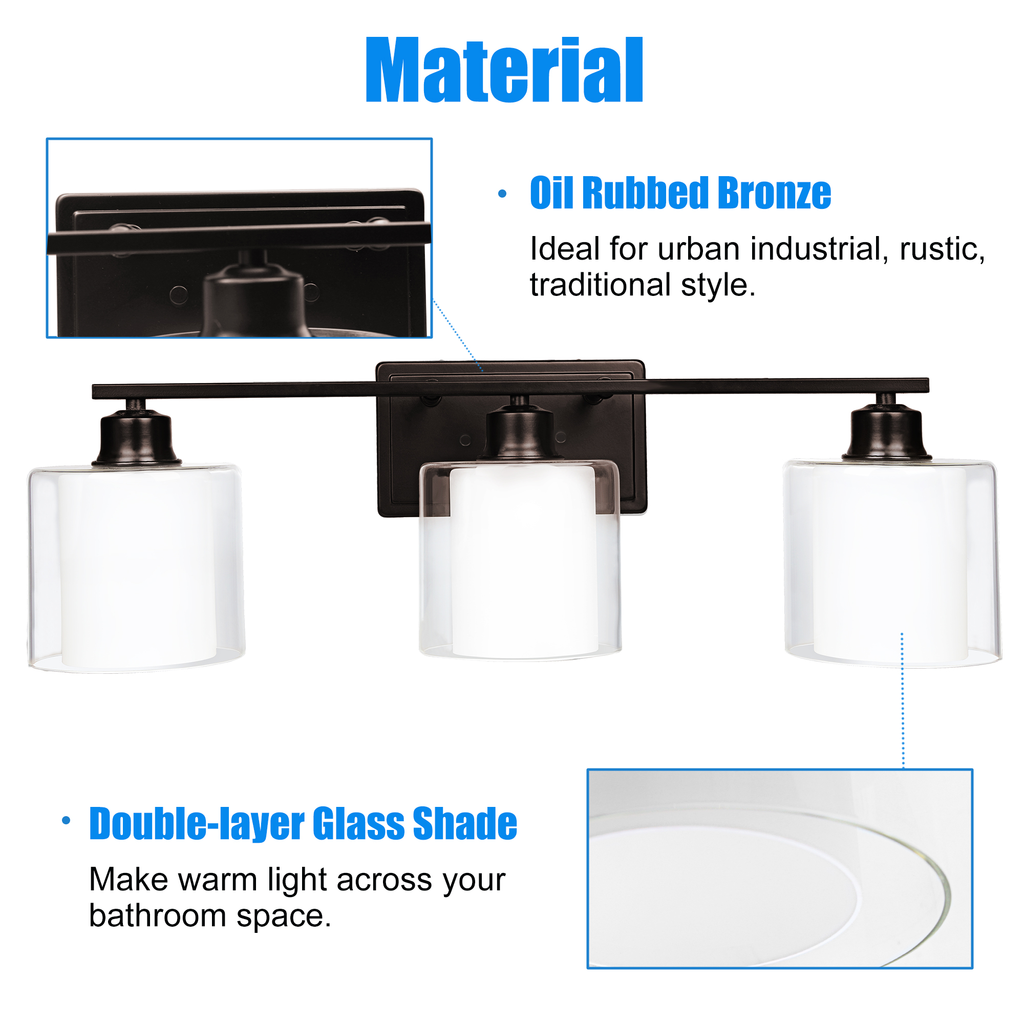 VT352400-ORB - Vanity Light 24.75-in 3 -Light Oil-rubbed Bronze Modern/contemporary Vanity light