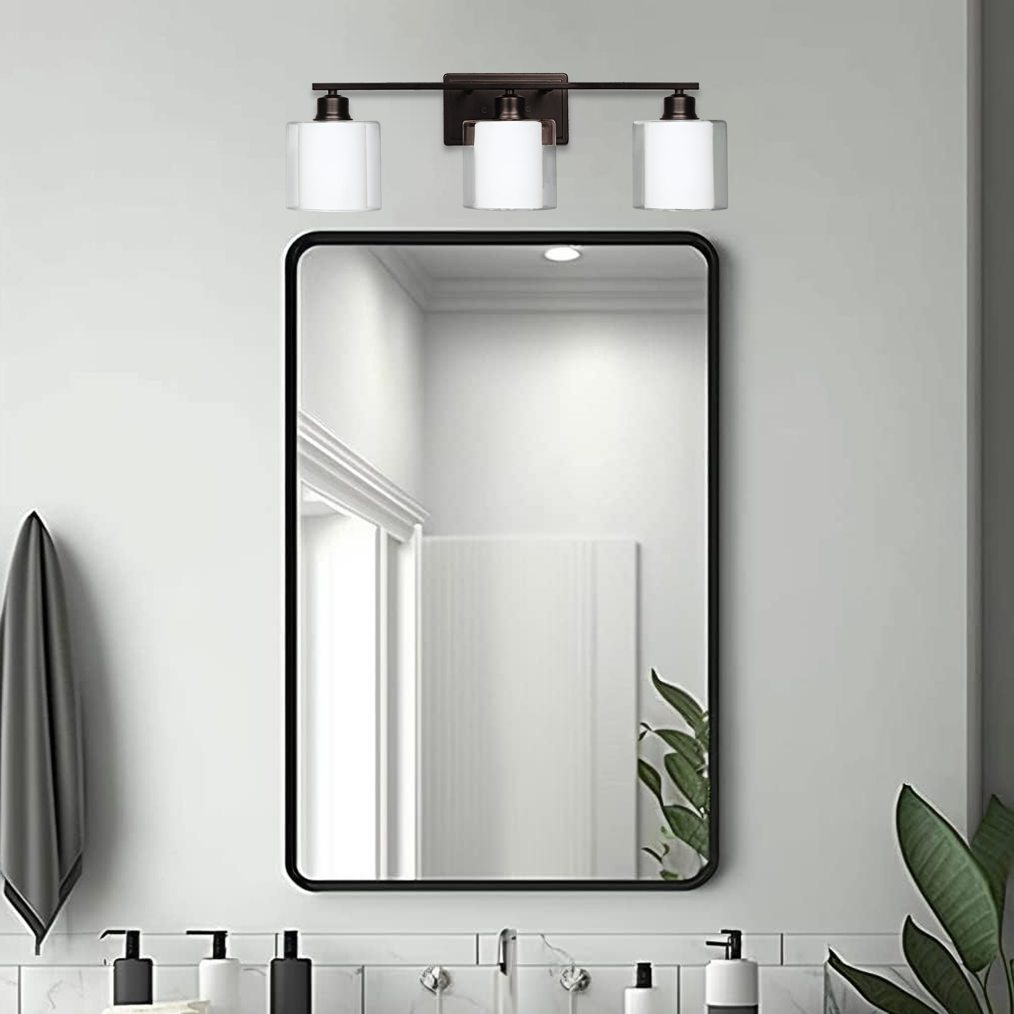 VT352400-ORB - Vanity Light 24.75-in 3 -Light Oil-rubbed Bronze Modern/contemporary Vanity light