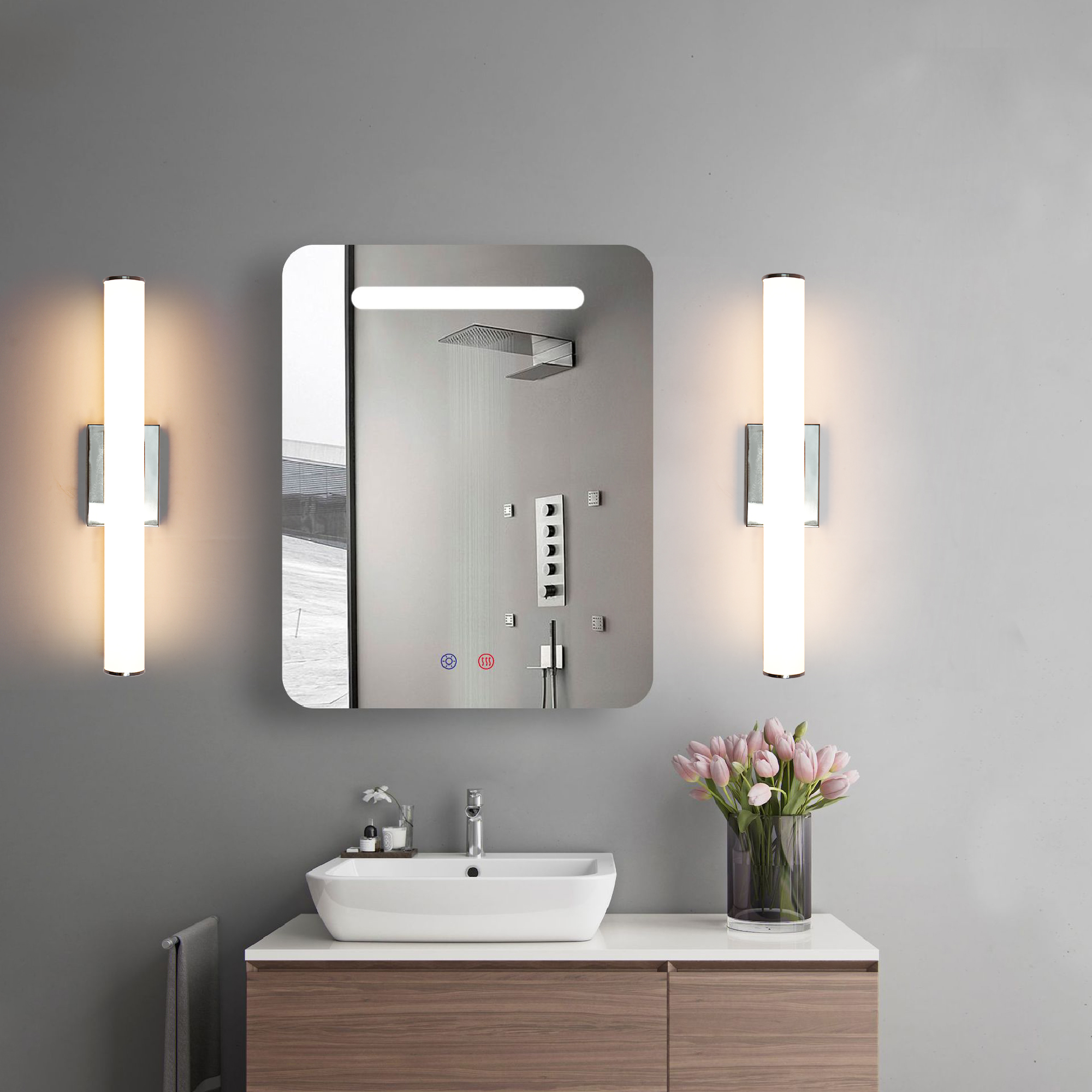 Vanity Light 25-in 1 -Light Polished Chrome Integrated LED Modern/contemporary Vanity light