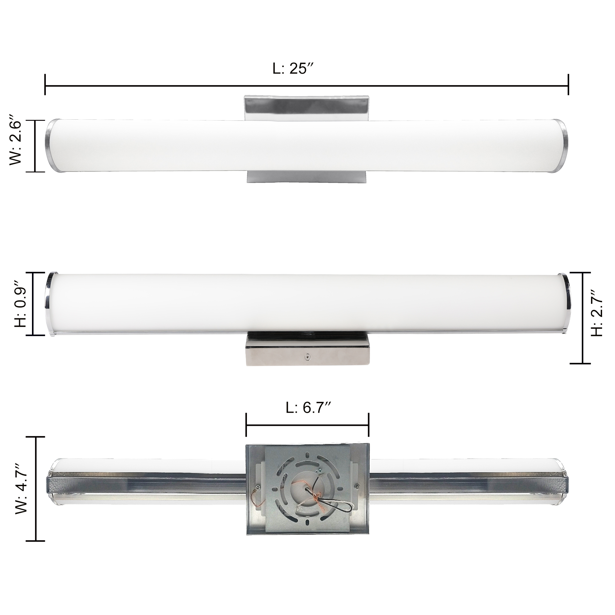 Vanity Light 25-in 1 -Light Polished Chrome Integrated LED Modern/contemporary Vanity light