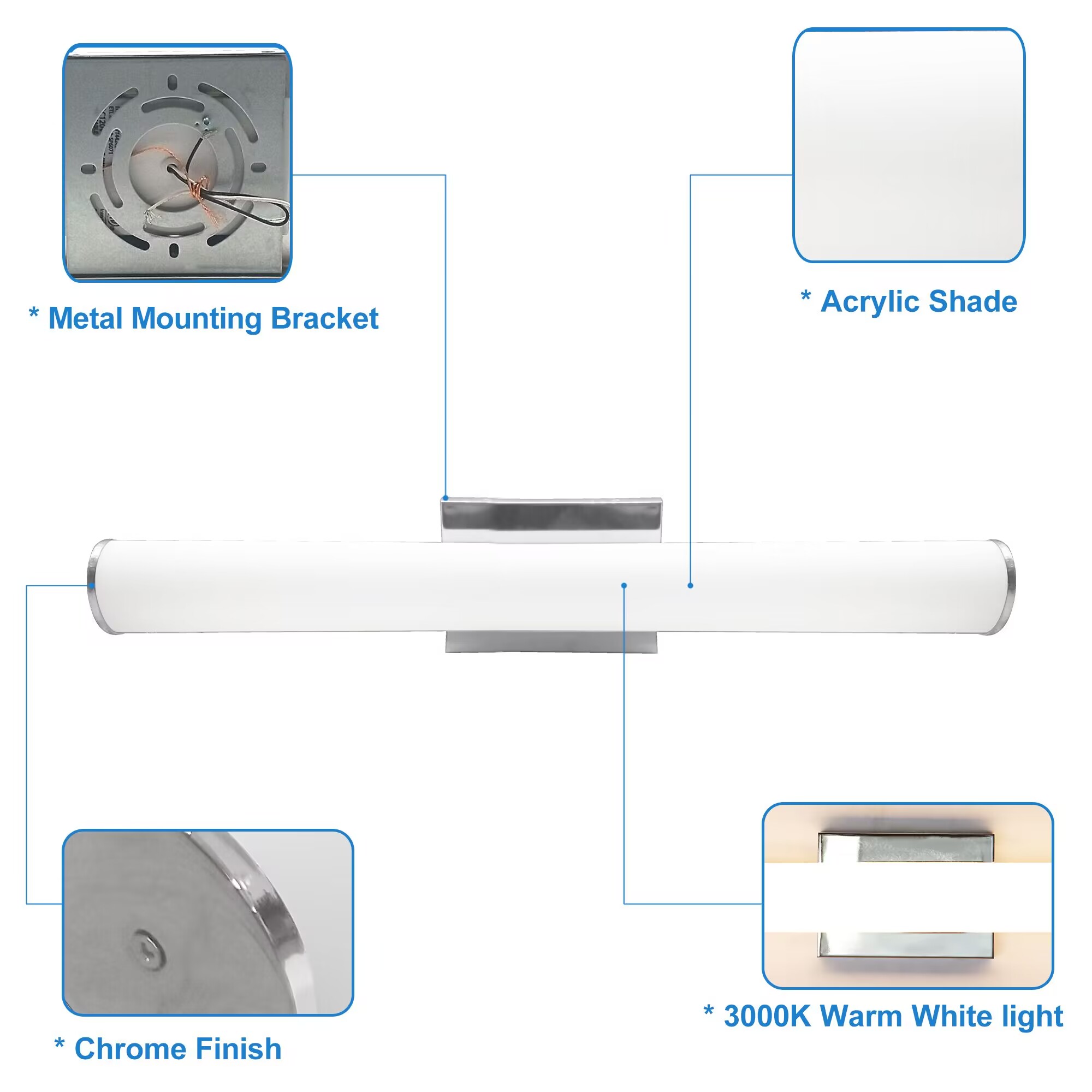 Vanity Light 25-in 1 -Light Polished Chrome Integrated LED Modern/contemporary Vanity light