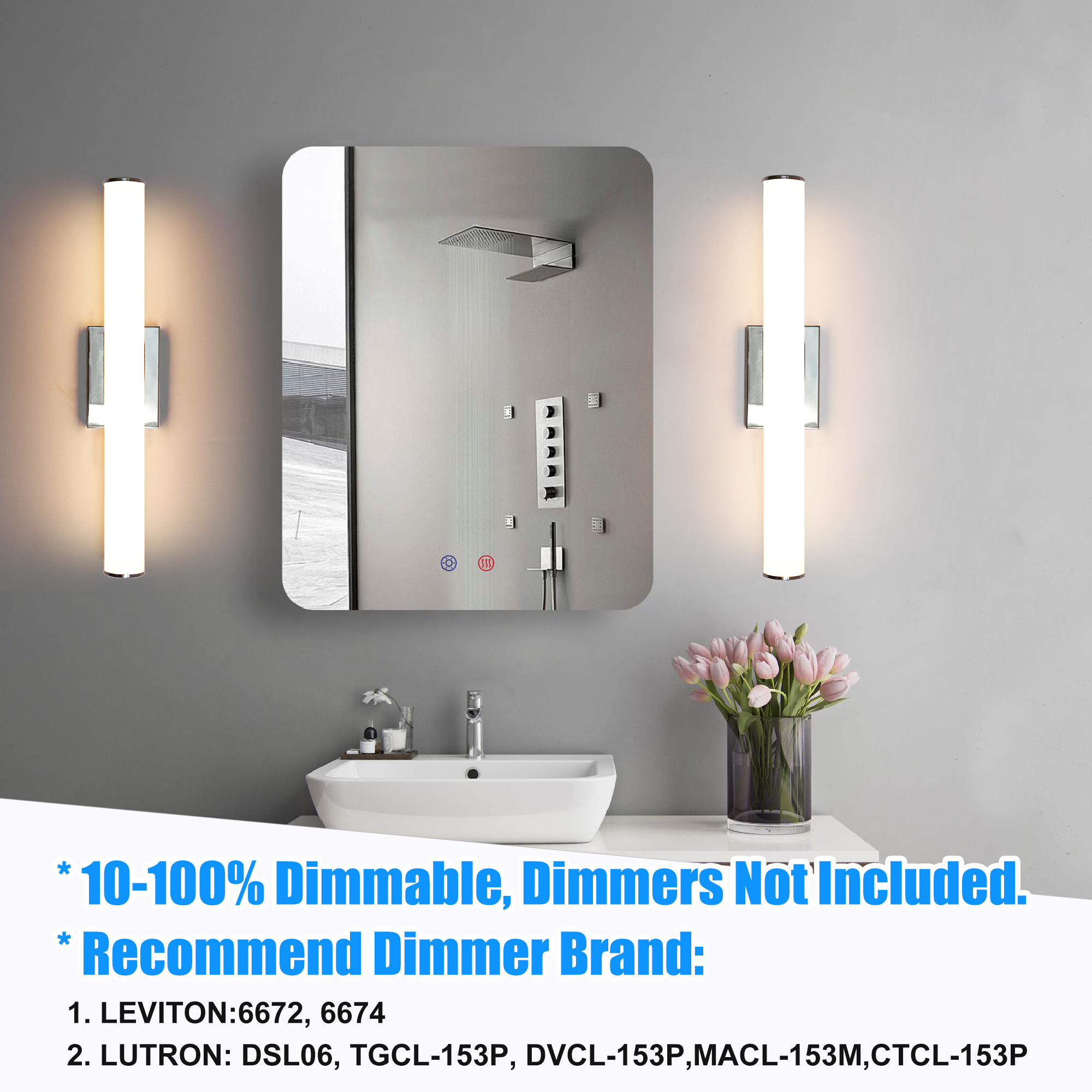 Vanity Light 25-in 1 -Light Polished Chrome Integrated LED Modern/contemporary Vanity light