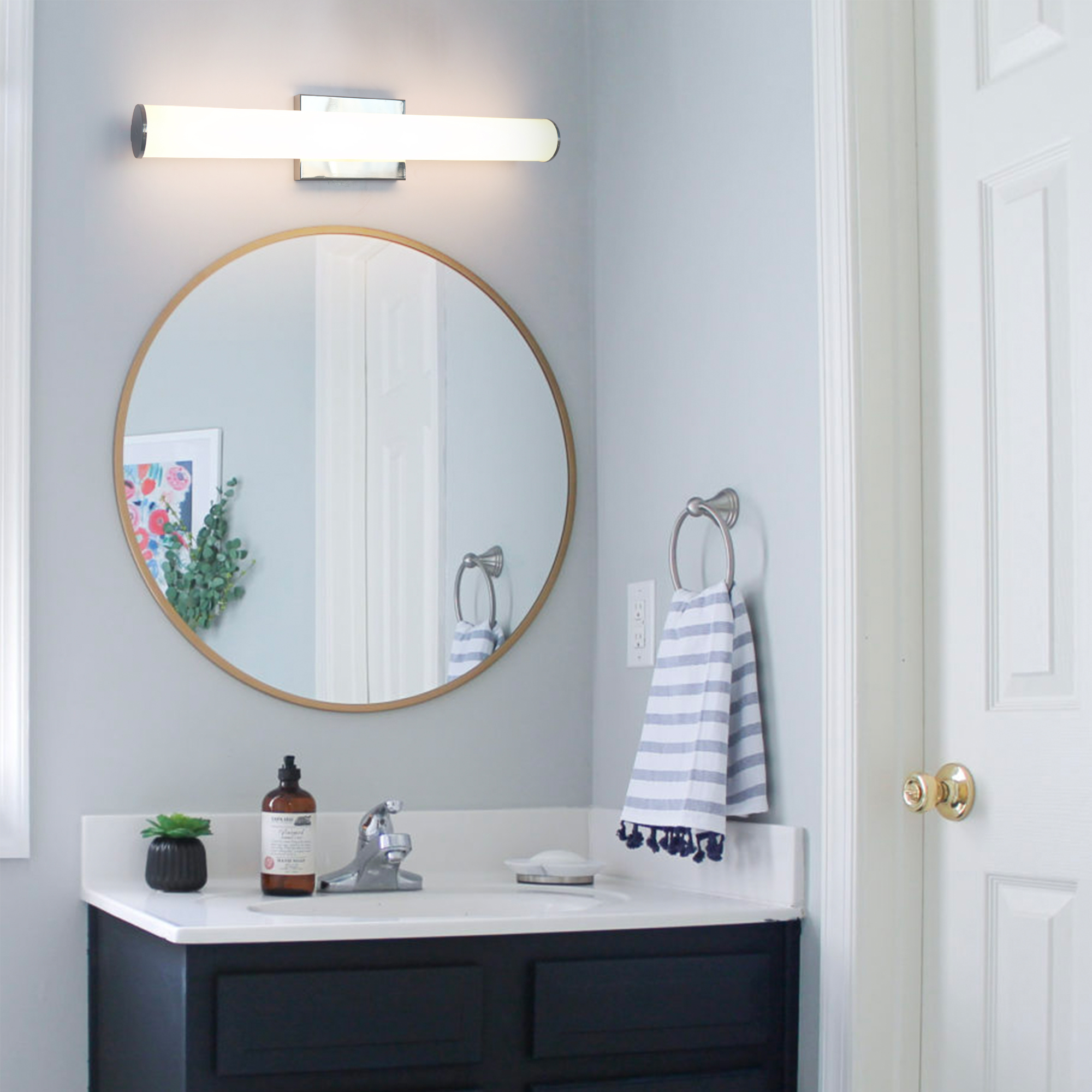 Vanity Light 25-in 1 -Light Polished Chrome Integrated LED Modern/contemporary Vanity light