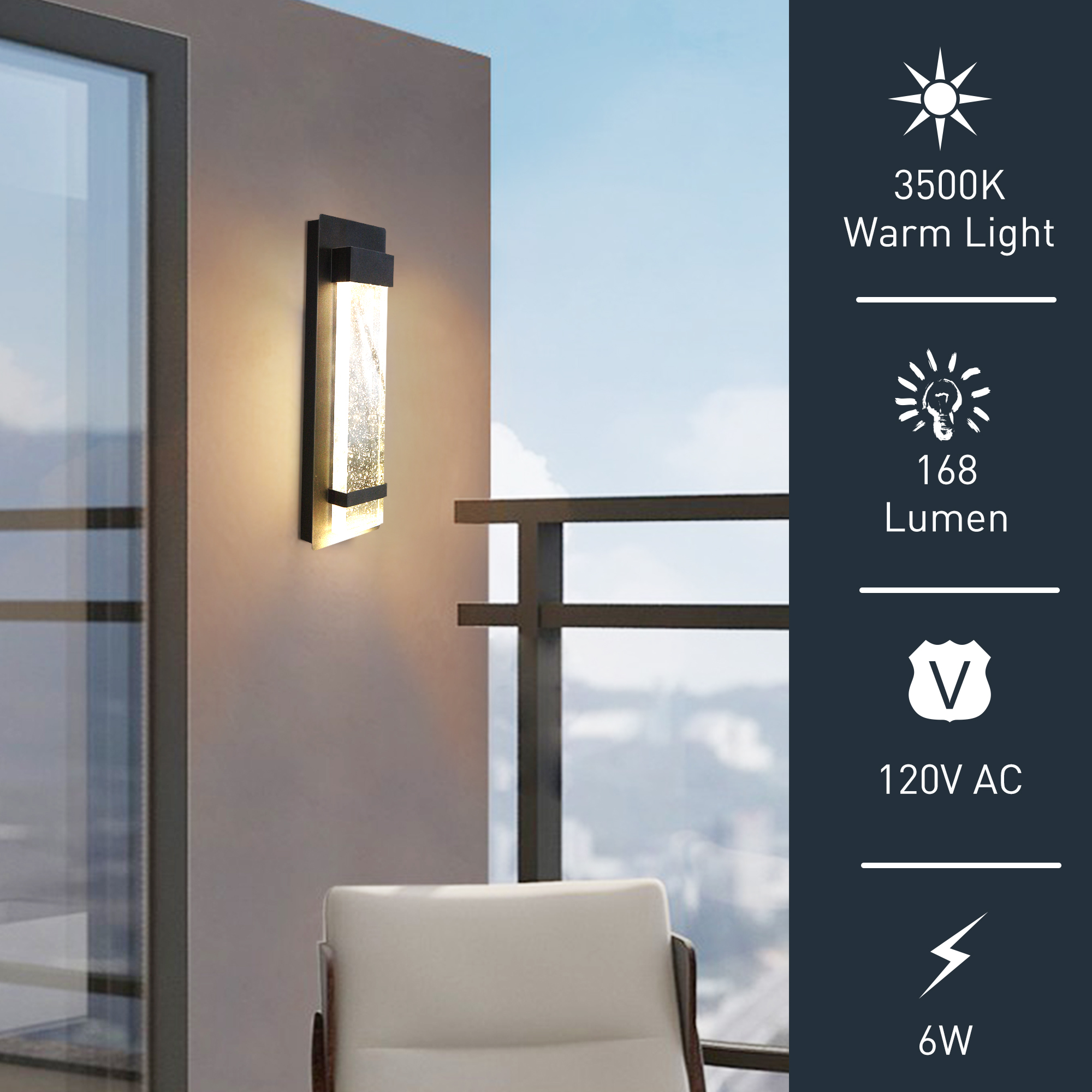 GW340311L-BK - Wall Lantern 4.7-in W 1 -Light Matte Black Integrated LED Wall Sconce