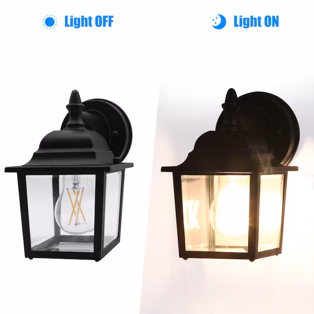 Wall Lantern 2 -Pack 2 -Light 8.4-in H Matte Black Hardwired Outdoor Wall Light