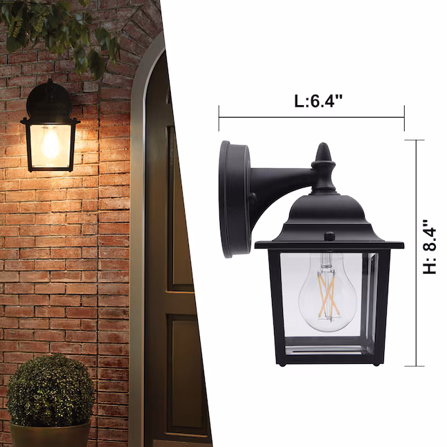 Wall Lantern 2 -Pack 2 -Light 8.4-in H Matte Black Hardwired Outdoor Wall Light