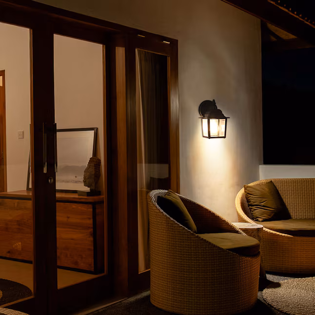 Wall Lantern 2 -Pack 2 -Light 8.4-in H Matte Black Hardwired Outdoor Wall Light