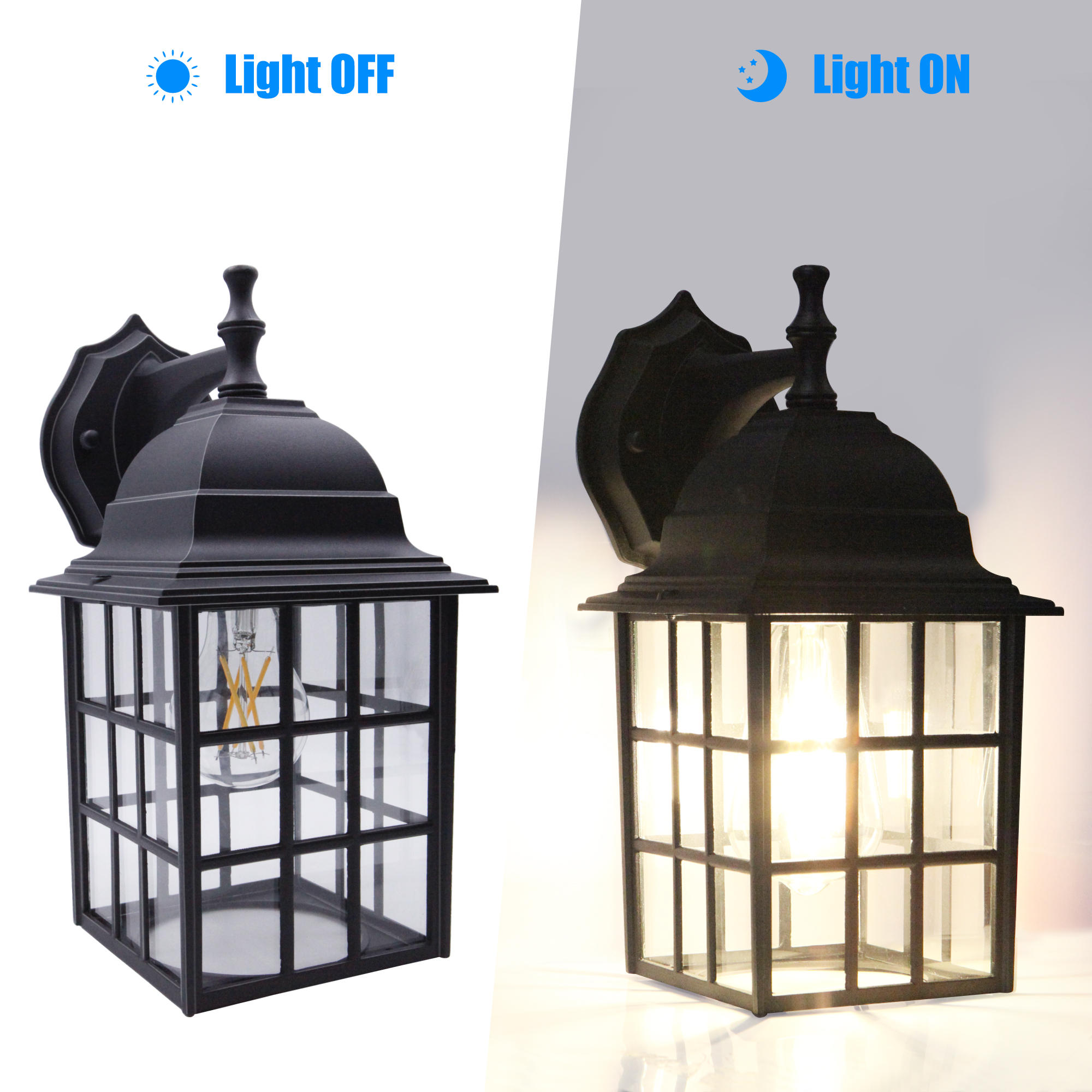 OD050812-BK - Wall Lantern 1 -Light 12.2-in H Matte Black Hardwired Outdoor Wall Light
