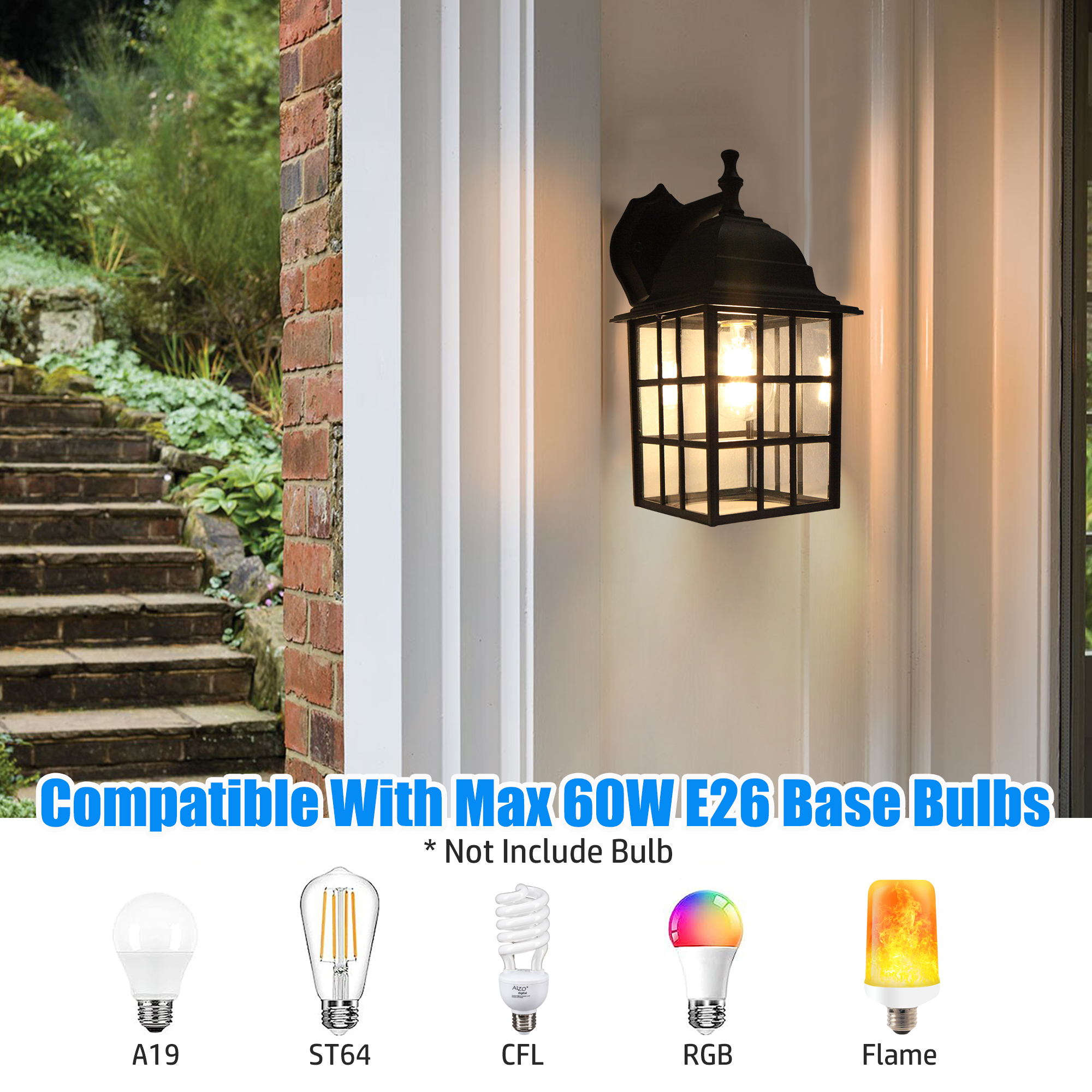 OD050812-BK - Wall Lantern 1 -Light 12.2-in H Matte Black Hardwired Outdoor Wall Light