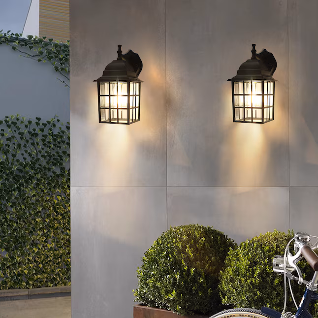 Wall Lantern 1 -Light 12.2-in H Matte Black Hardwired Outdoor Wall Light