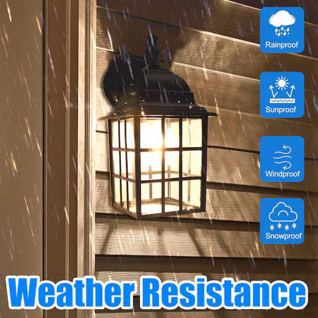 Wall Lantern 1 -Light 12.2-in H Matte Black Hardwired Outdoor Wall Light