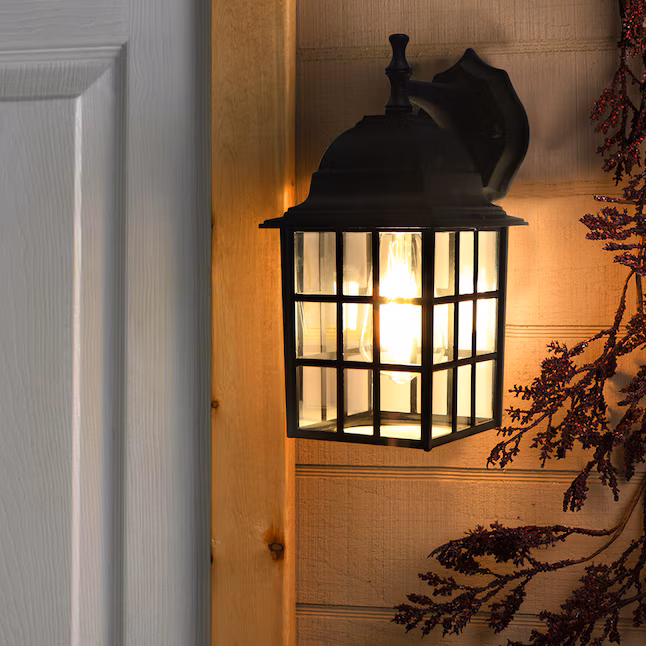 Wall Lantern 1 -Light 12.2-in H Matte Black Hardwired Outdoor Wall Light