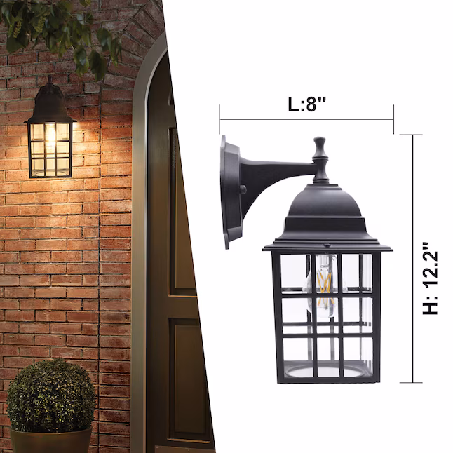 Wall Lantern 1 -Light 12.2-in H Matte Black Hardwired Outdoor Wall Light