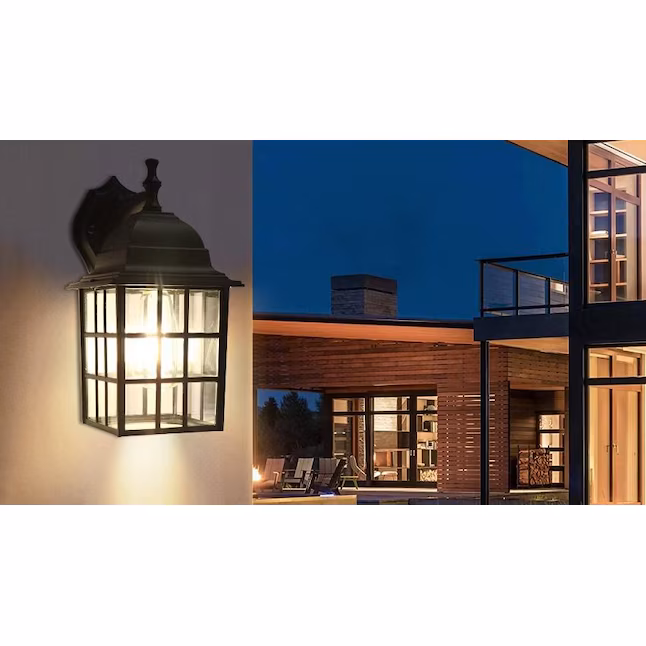 Wall Lantern 1 -Light 12.2-in H Matte Black Hardwired Outdoor Wall Light